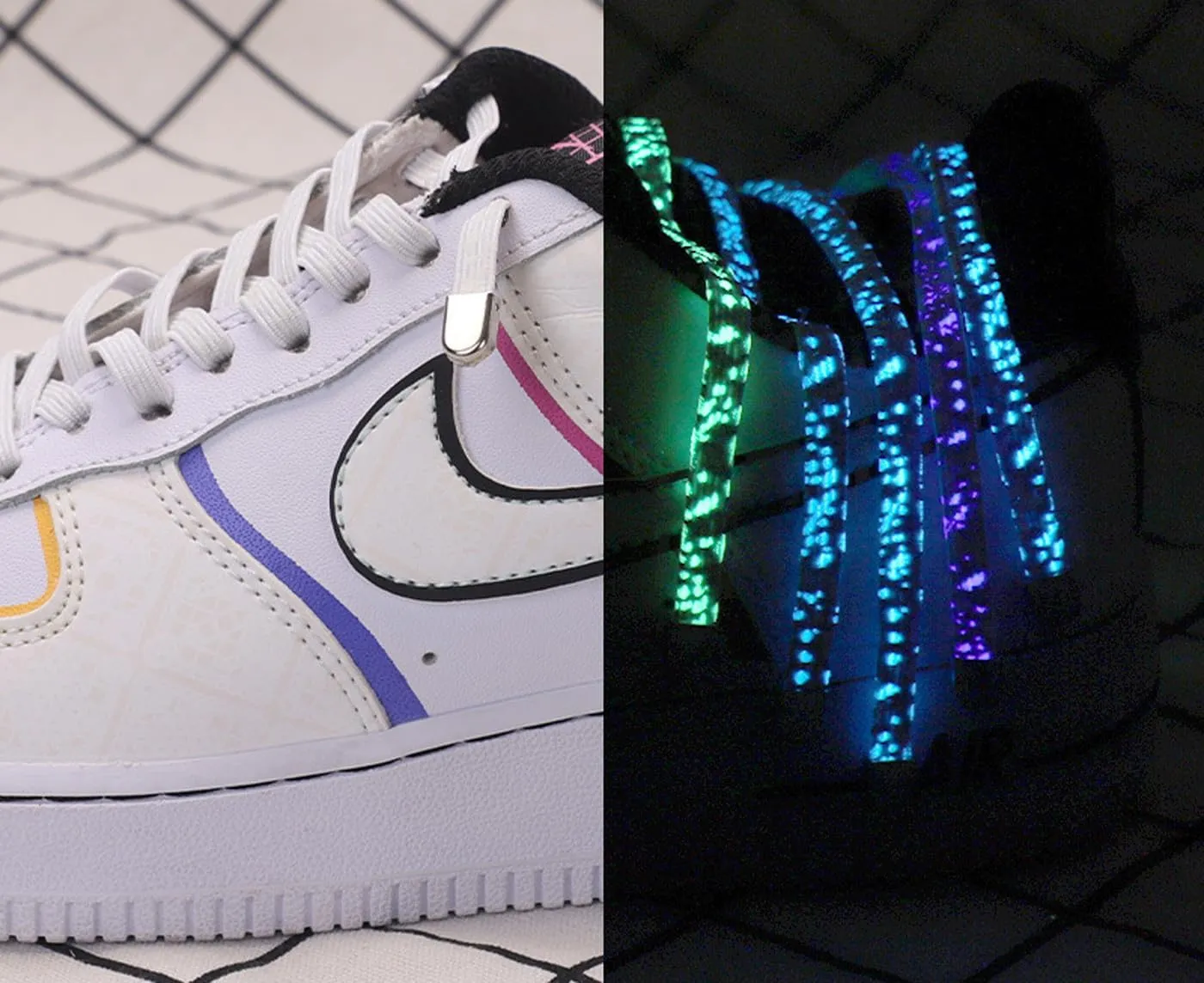 2 Pairs Flat Shoe Laces Luxury Light Up Glow in the Dark No Tie Sneakers Shoelaces for Party Dancing Skating