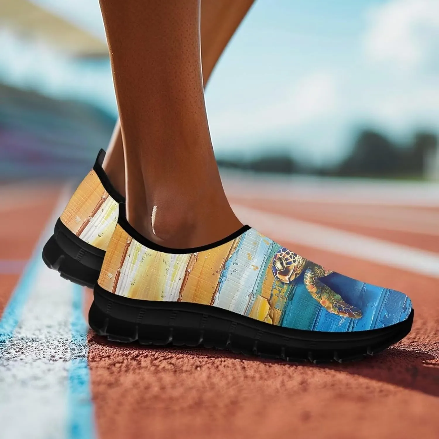 Binienty Casual Sneakers for Women Men Sea Turtle Animal Print Loafers Arch Support Low Cut Platform Loafers
