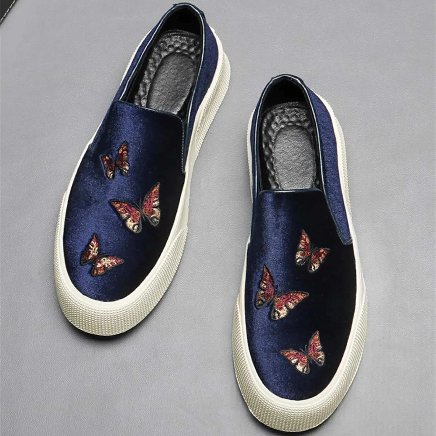 ByErz Men's Luxury Velvet Penny Loafer Shoes Noble Slip-On Suede Loafers Smoking Slippers