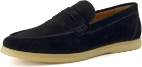 CUSHIONAIRE Selby Men's Genuine Leather Slip-On Casual Penny Loafers – Memory Foam, Rubber Sole