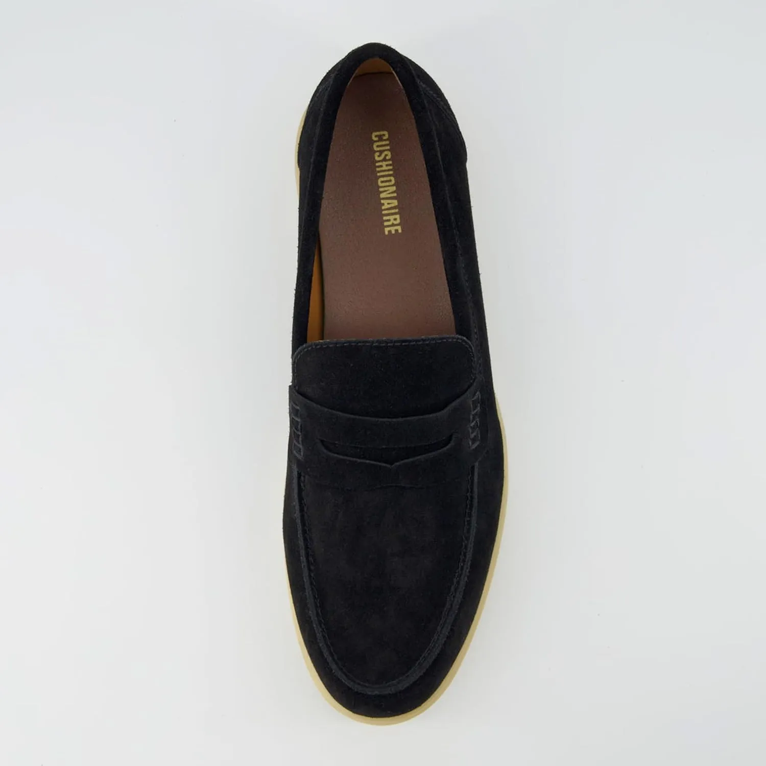 CUSHIONAIRE Selby Men's Genuine Leather Slip-On Casual Penny Loafers – Memory Foam, Rubber Sole