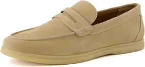 CUSHIONAIRE Selby Men's Genuine Leather Slip-On Casual Penny Loafers – Memory Foam, Rubber Sole