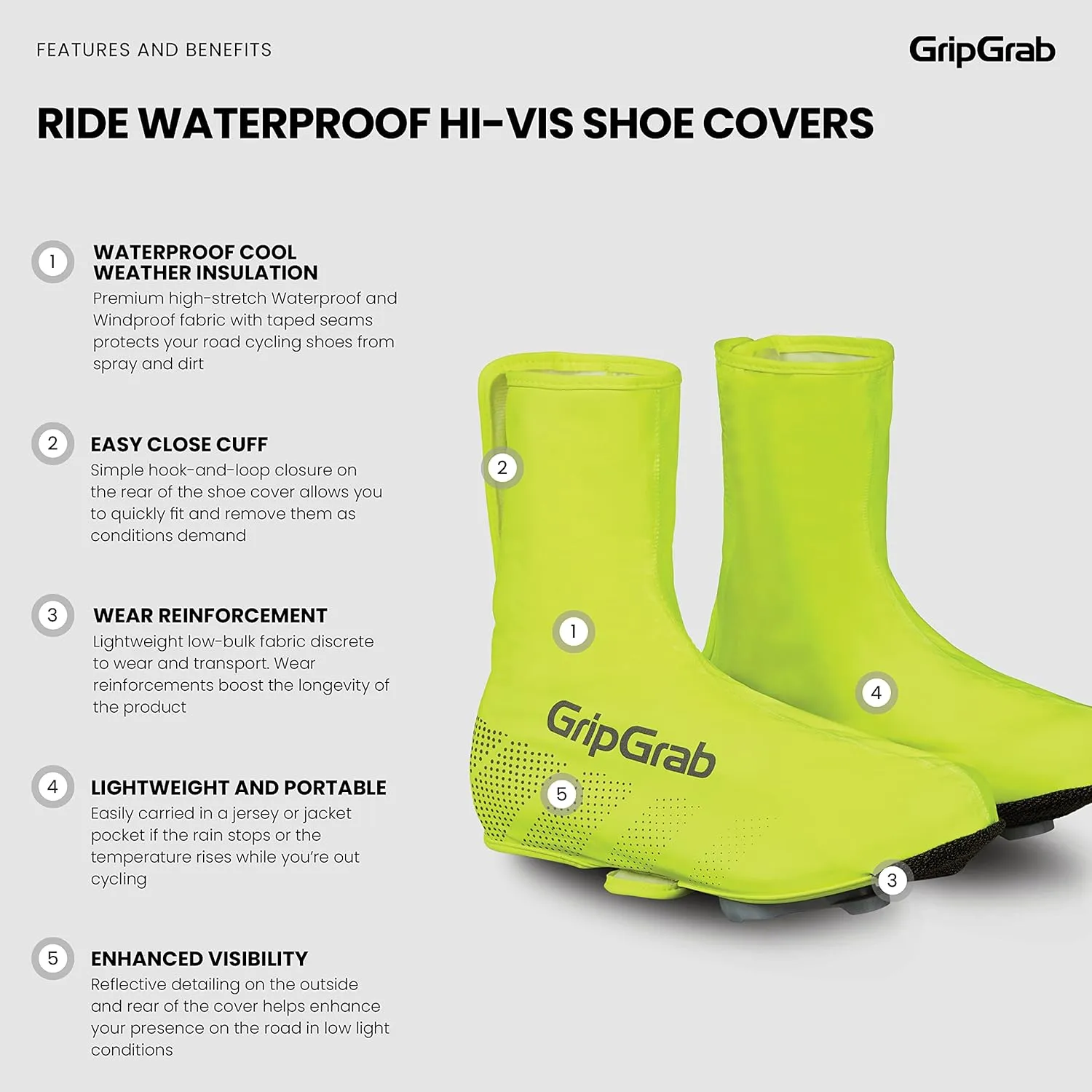 GripGrab Ride Waterproof Road Bike Cycling Overshoes Thin Windproof Adjustable Bicycle Rain Protection Shoe Covers