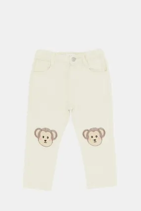Infant Boys Cream Monkey Novelty Jean