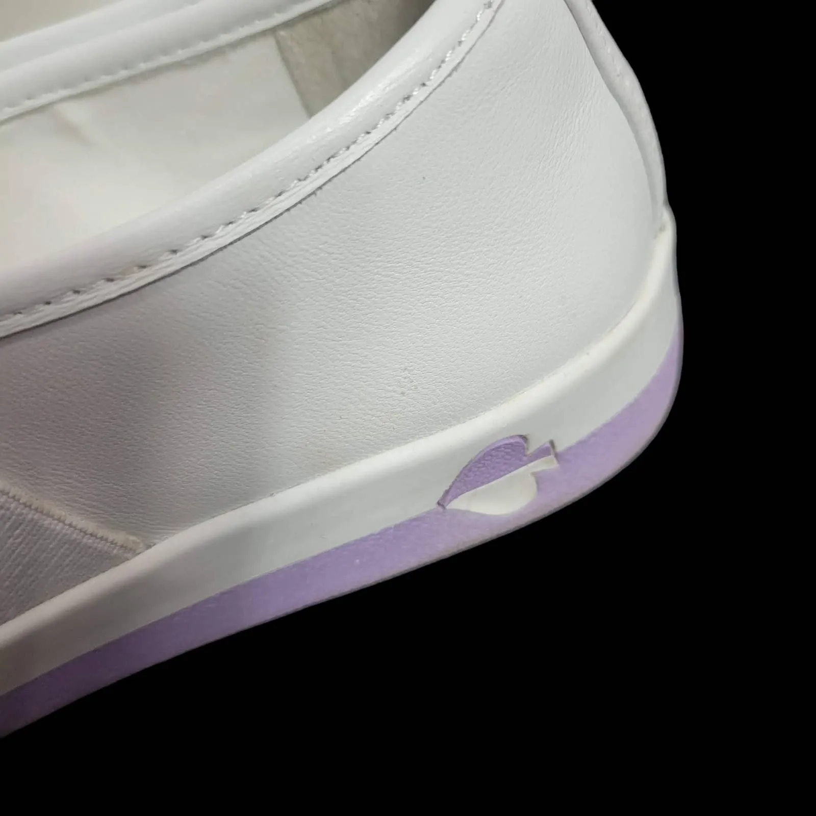Kate Spade Sandy Sneakers Leather White Lilac Purple Laceless Slip On Size 5.5