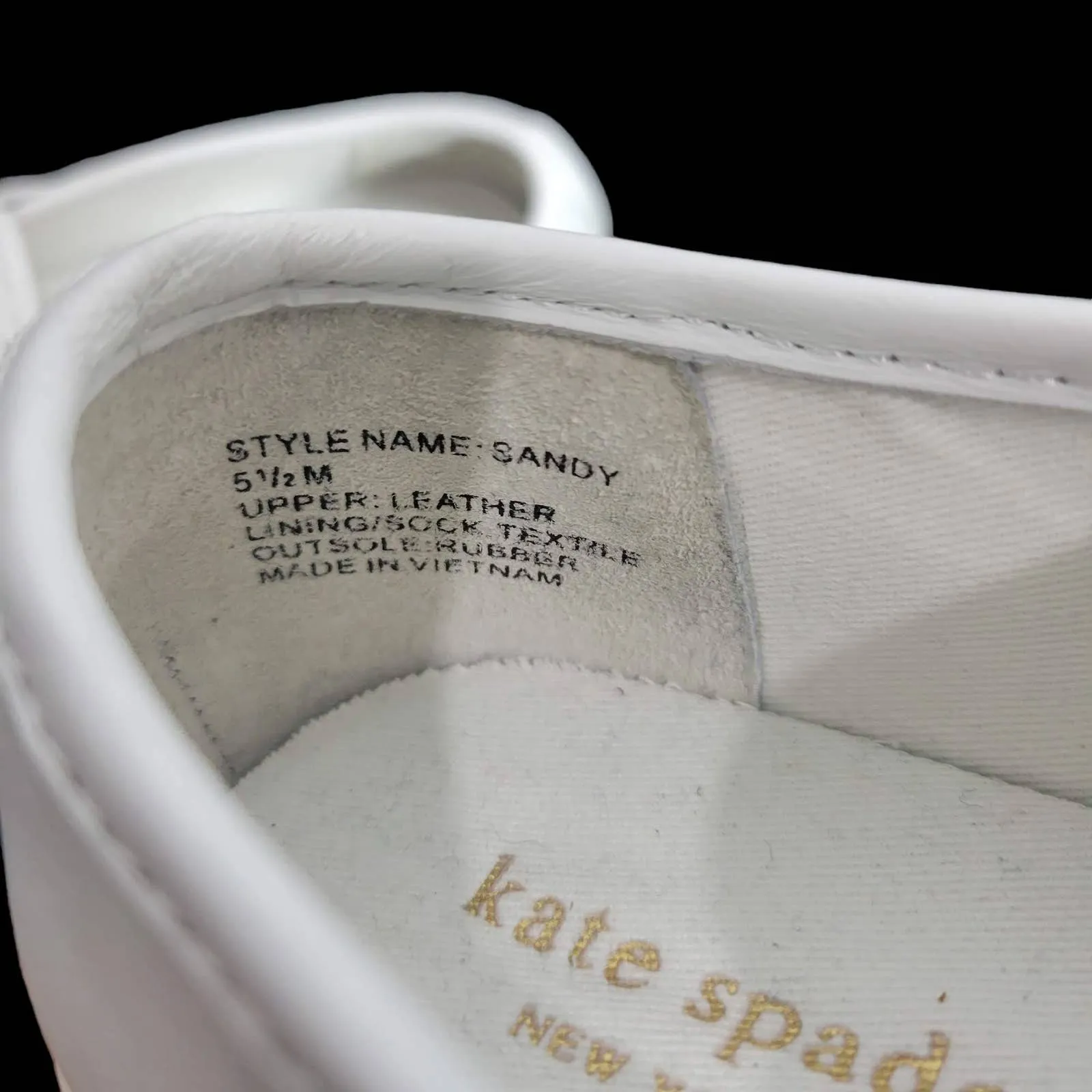Kate Spade Sandy Sneakers Leather White Lilac Purple Laceless Slip On Size 5.5