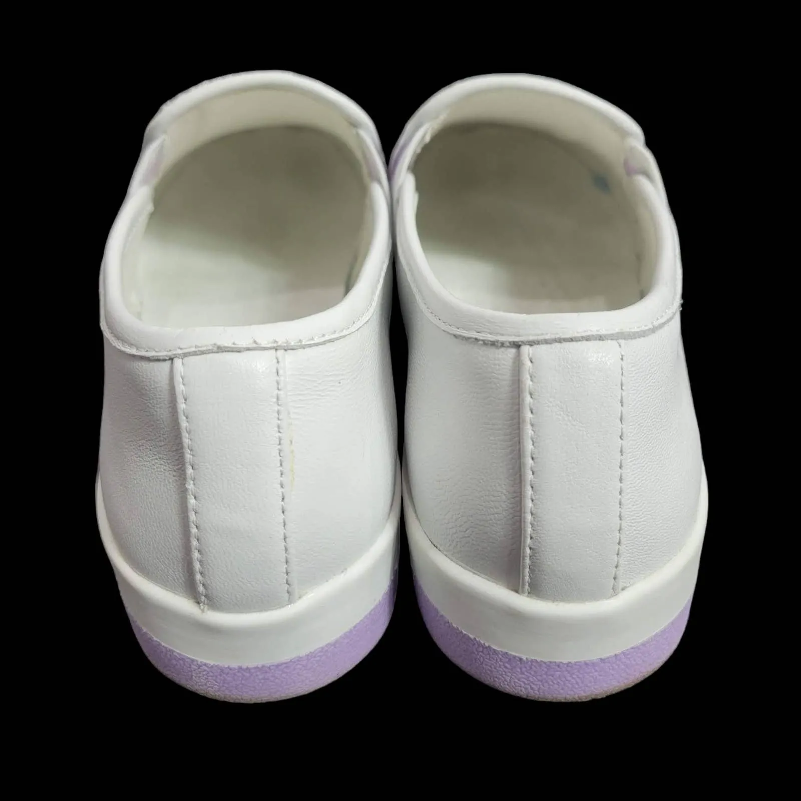 Kate Spade Sandy Sneakers Leather White Lilac Purple Laceless Slip On Size 5.5