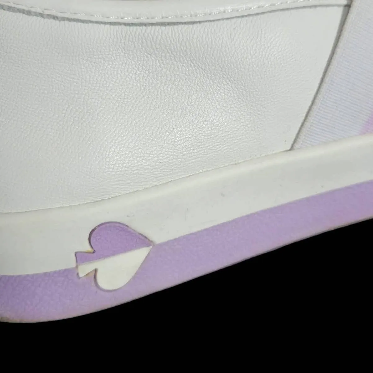 Kate Spade Sandy Sneakers Leather White Lilac Purple Laceless Slip On Size 5.5