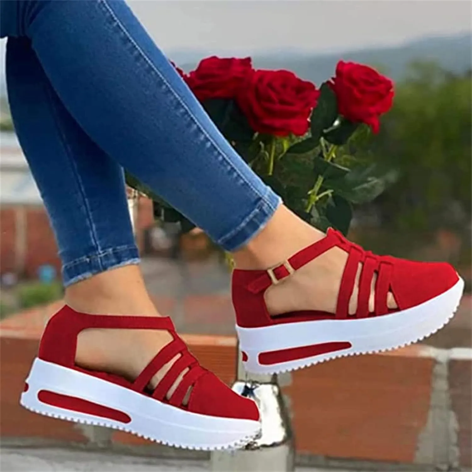Lausiuoe Sneakers For Women Platform Slip On Canvas Shoes Low Top Non Slip Fashion Casual Comfortable Walking Flat Loafers