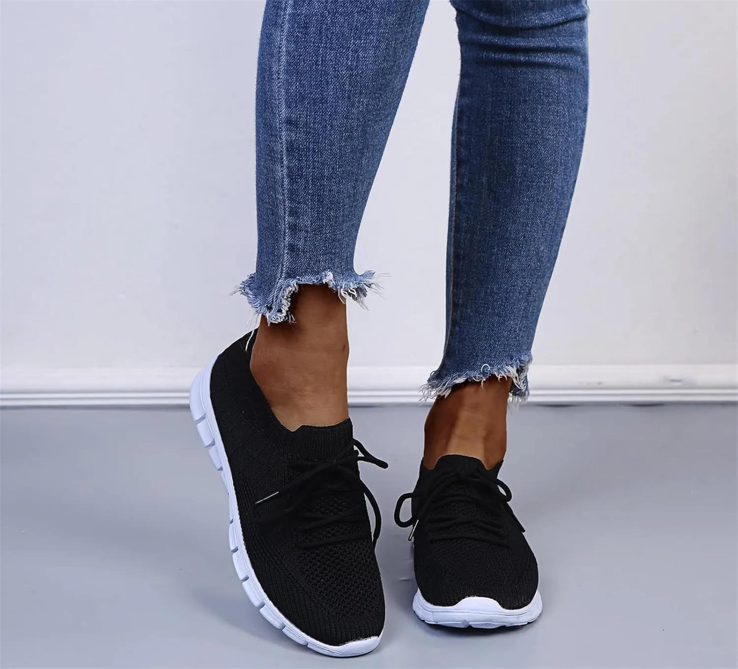Lausiuoe Sneakers For Women Walking Shoes Slip On Comfort Light Weight Mesh Tennis Shoes Casual Sneakers for Gym Work