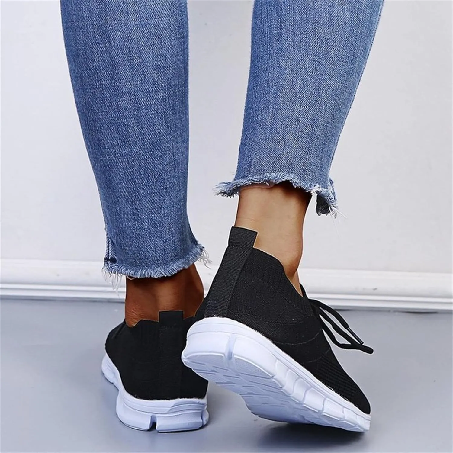 Lausiuoe Sneakers For Women Walking Shoes Slip On Comfort Light Weight Mesh Tennis Shoes Casual Sneakers for Gym Work