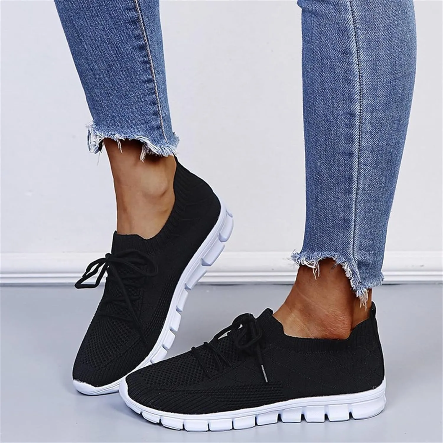 Lausiuoe Sneakers For Women Walking Shoes Slip On Comfort Light Weight Mesh Tennis Shoes Casual Sneakers for Gym Work