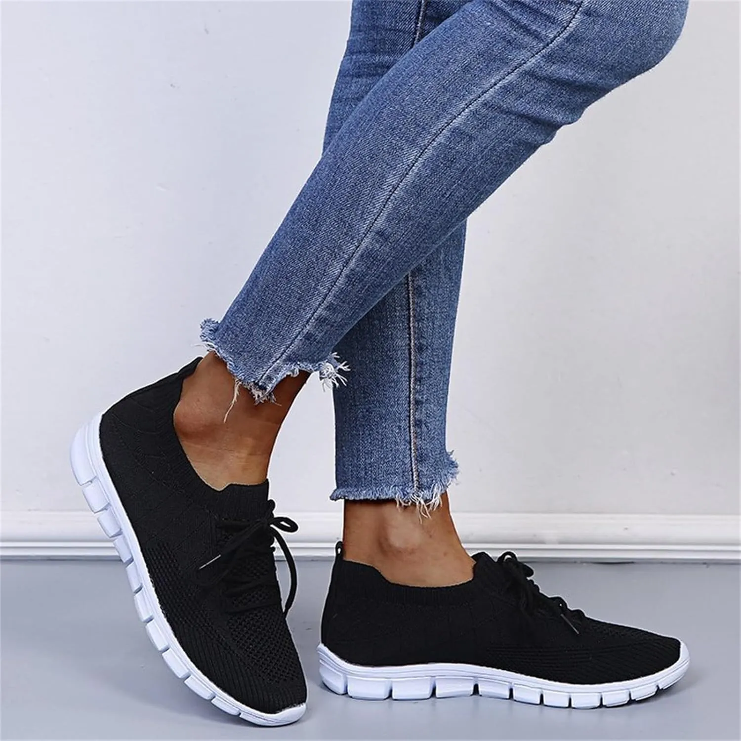 Lausiuoe Sneakers For Women Walking Shoes Slip On Comfort Light Weight Mesh Tennis Shoes Casual Sneakers for Gym Work