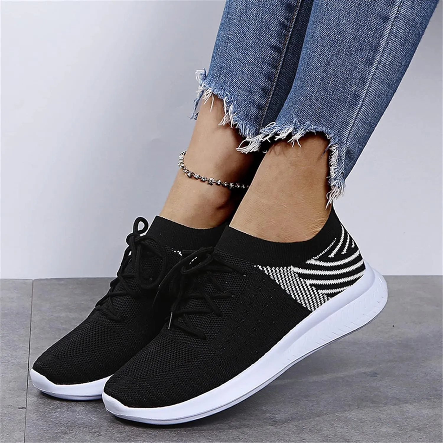 Lausiuoe Sneakers For Women Walking Shoes Slip On Comfort Light Weight Mesh Tennis Shoes Casual Sneakers for Gym Work