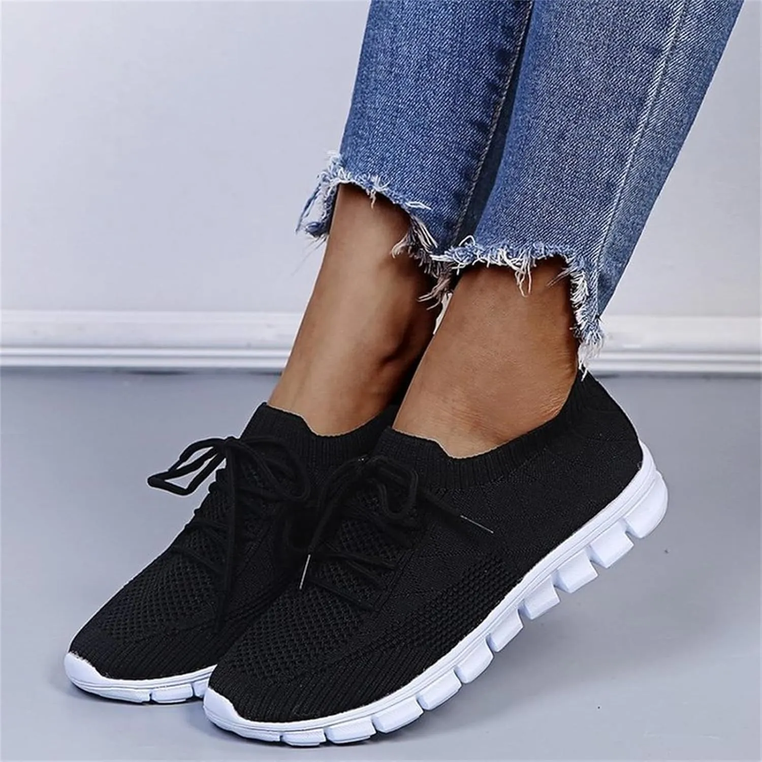 Lausiuoe Sneakers For Women Walking Shoes Slip On Comfort Light Weight Mesh Tennis Shoes Casual Sneakers for Gym Work