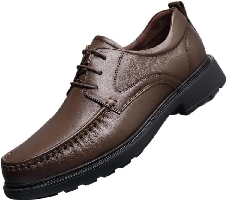 Men's Genuine Leather Lace Up Platform Oxfords Business Derby Classic Lace-Up Tuxedo Shoes Casual Work Shoes