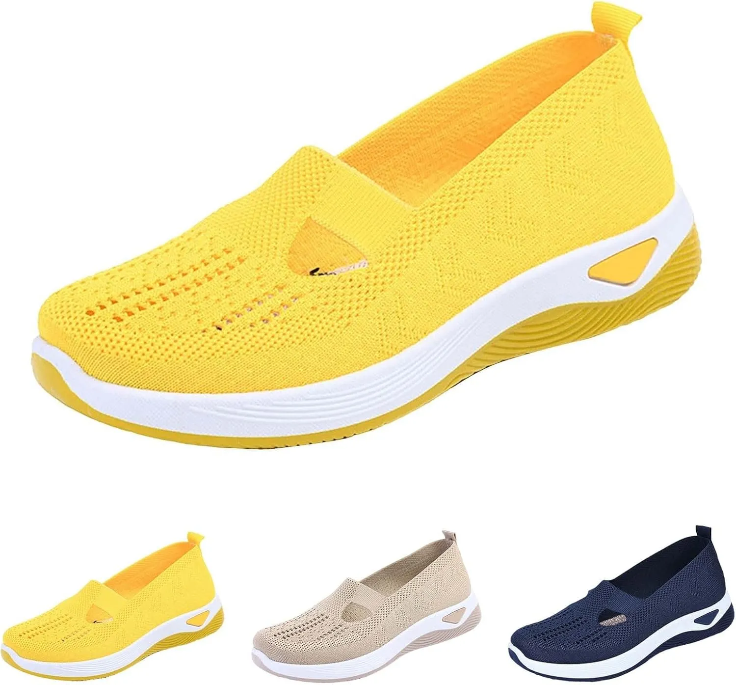 Orthopedic Shoes for Women 2025 New Women's Woven Non Slip Work Shoes Women Wide Feet Casual Slip On Shoes Black Platform Sneaker Slip On Tennis Shoe White Loafers