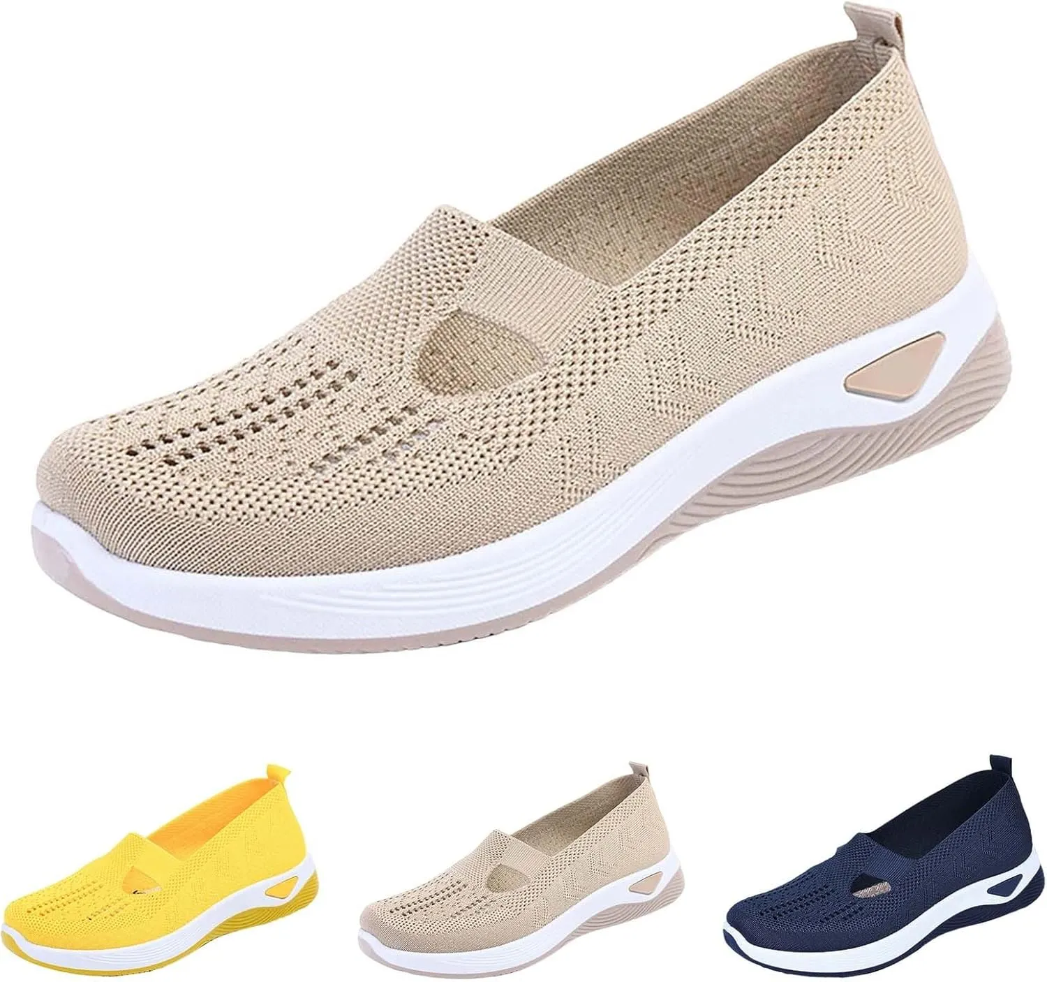 Orthopedic Shoes for Women 2025 New Women's Woven Non Slip Work Shoes Women Wide Feet Casual Slip On Shoes Black Platform Sneaker Slip On Tennis Shoe White Loafers