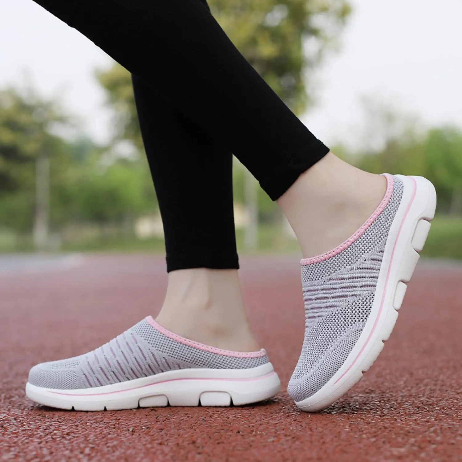 Orthopedic Sneakers for Women with Arch Support Slip on Walking Shoes Comfort Lightweight Breathable Mesh Sock Shoe Women Wide Width Comfortable Slip on Sneakers Half Flip Flops