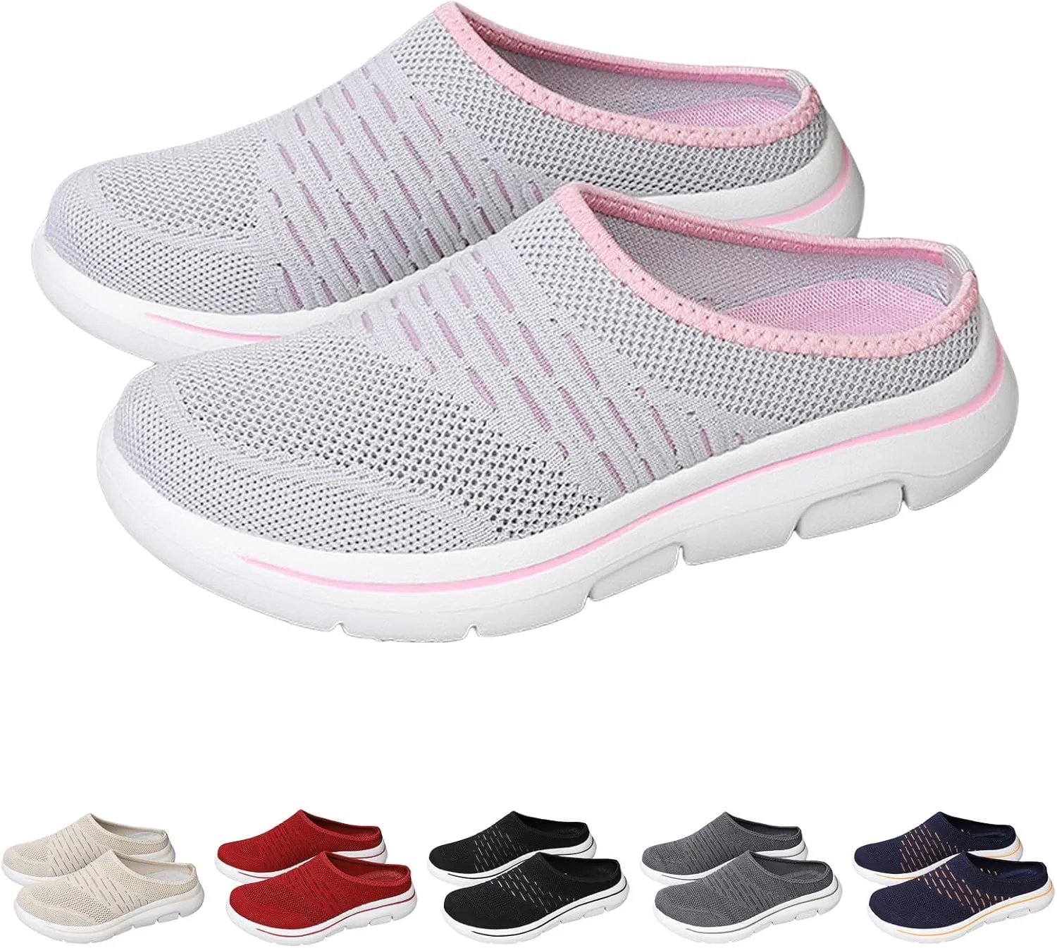 Orthopedic Sneakers for Women with Arch Support Slip on Walking Shoes Comfort Lightweight Breathable Mesh Sock Shoe Women Wide Width Comfortable Slip on Sneakers Half Flip Flops