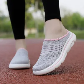 Orthopedic Sneakers for Women with Arch Support Slip on Walking Shoes Comfort Lightweight Breathable Mesh Sock Shoe Women Wide Width Comfortable Slip on Sneakers Half Flip Flops