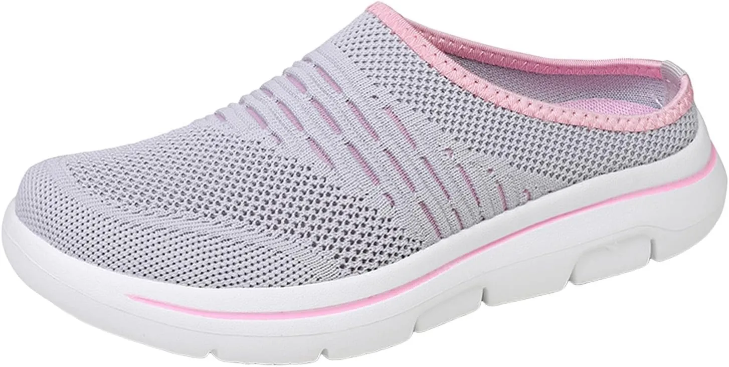 Orthopedic Sneakers for Women with Arch Support Slip on Walking Shoes Comfort Lightweight Breathable Mesh Sock Shoe Women Wide Width Comfortable Slip on Sneakers Half Flip Flops