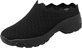 Slip On Shoes for Women Summer Fashion Wedge Shoes Breathable Fly Woven Mesh Shoes Arch Support Shoes