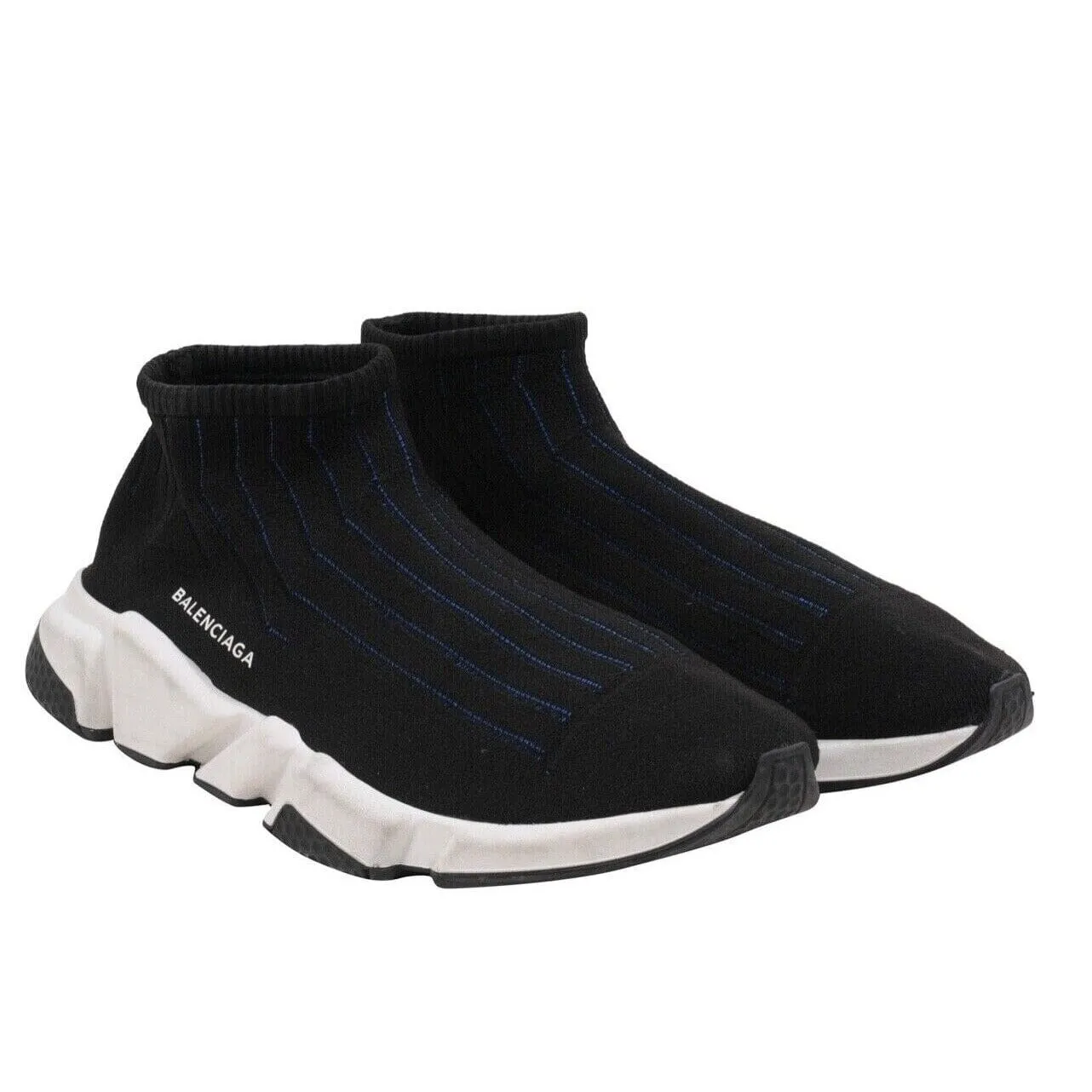 Speed Sock Trainers Black White Blue Bi Color Sneakers