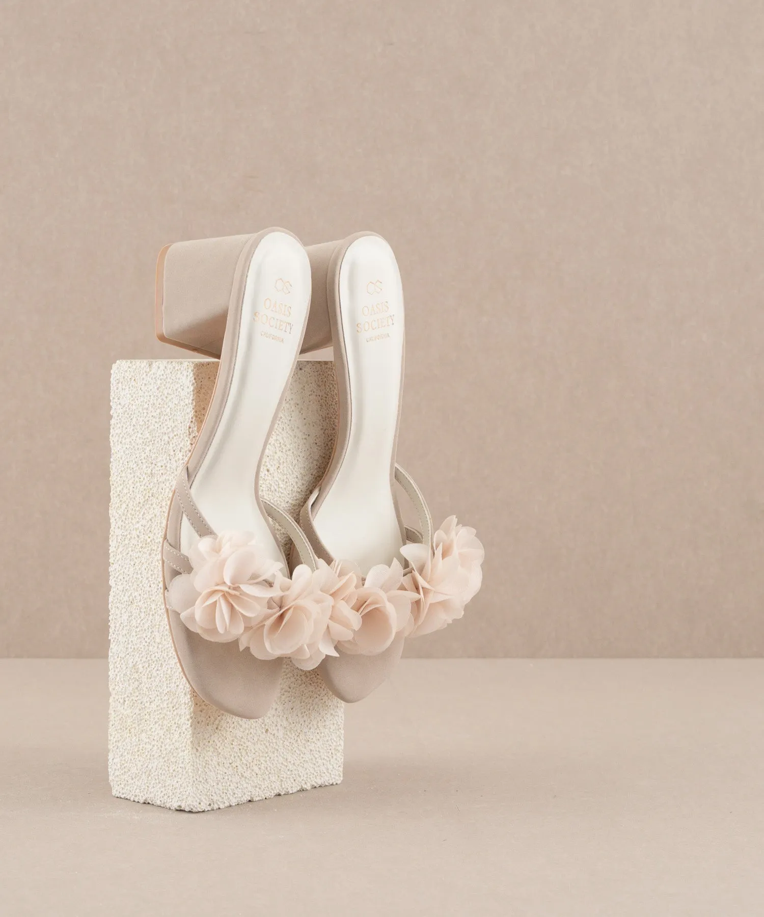 The Noor | Light Grey Romantic Petal Detail Heels