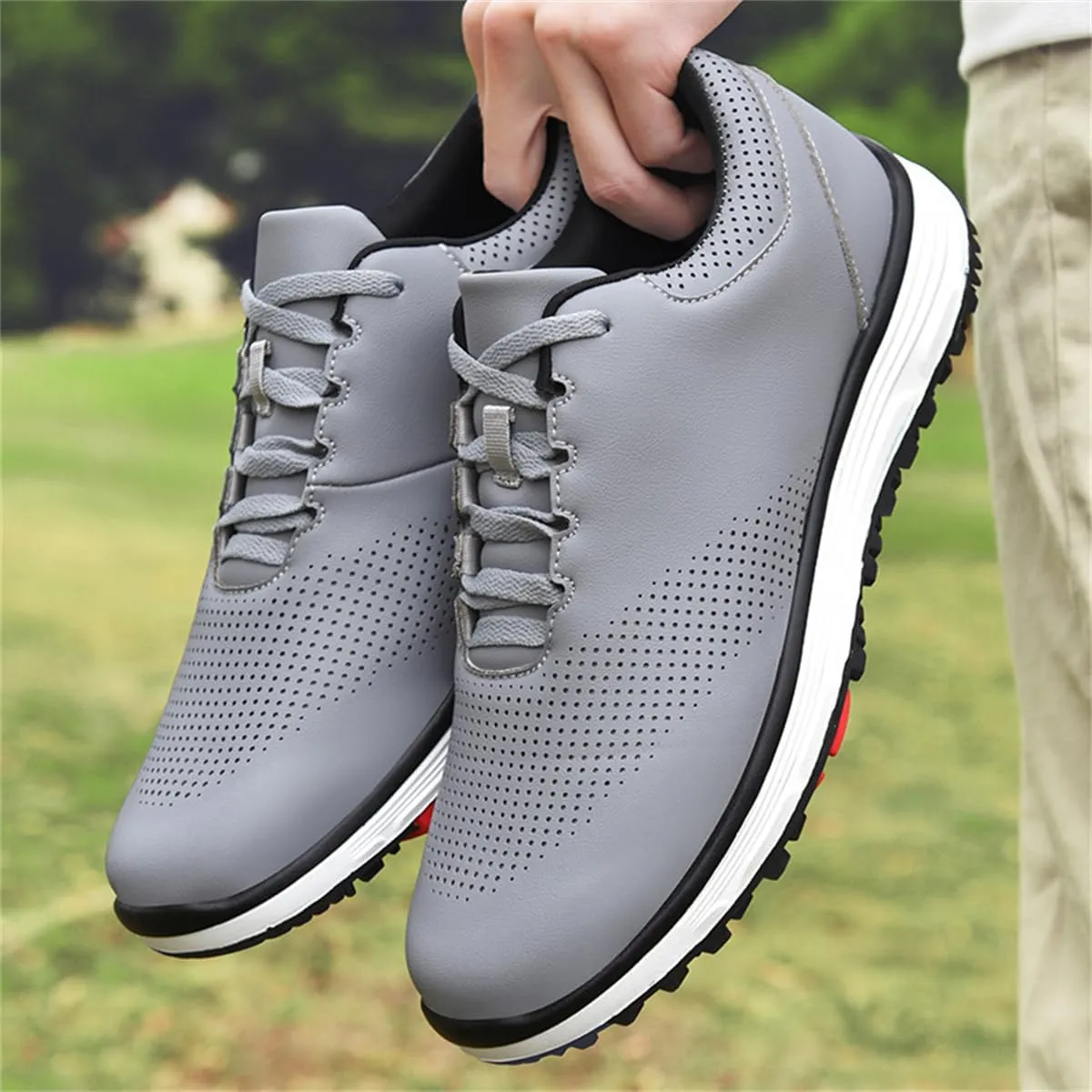 VEACAM Men's Golf Shoes Lightweight Walking Shoes Waterproof Spikeless Golf Sneakers Outdoor Anti Slip Male Golfing Footwears