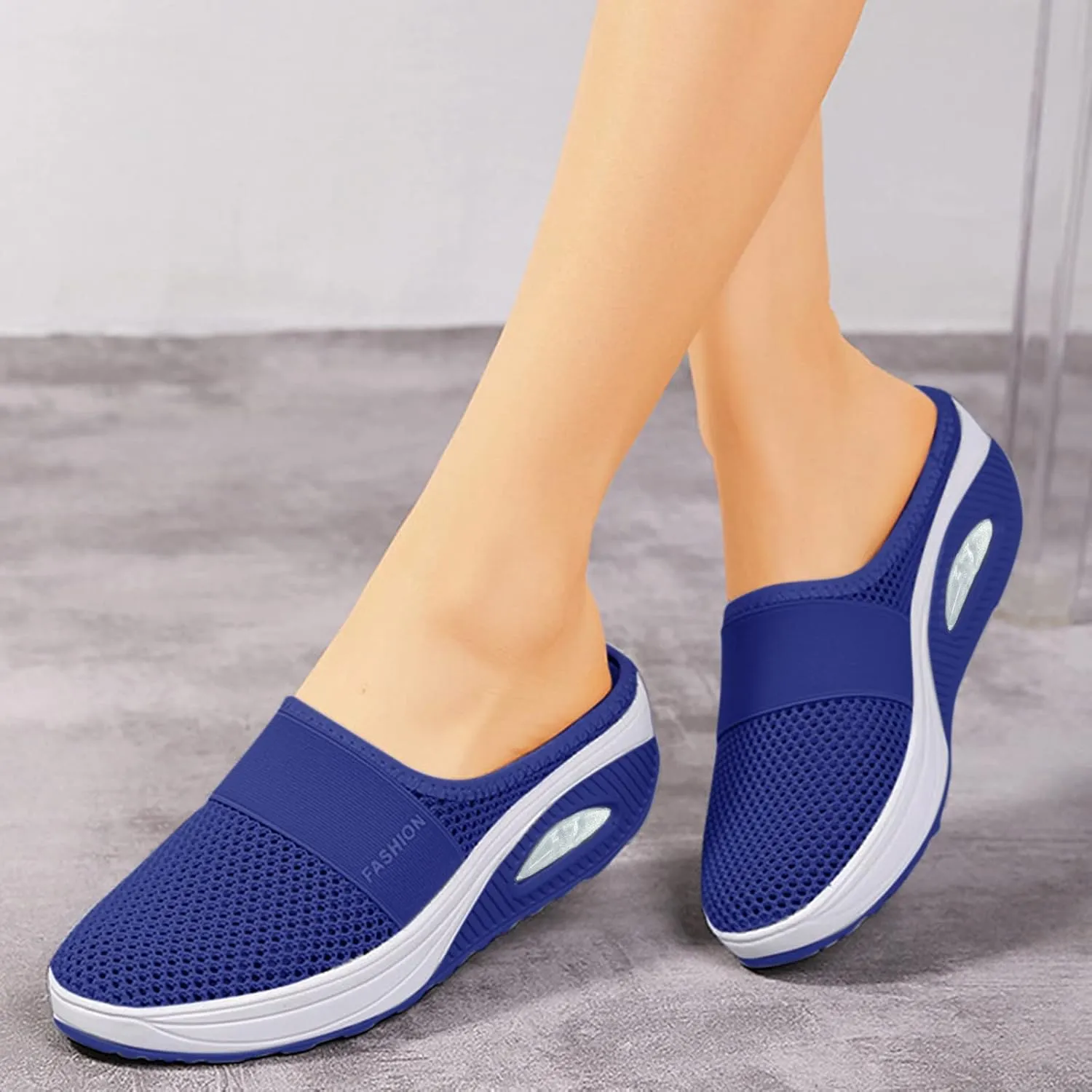 Womens Backless Sneakers Mesh Slip-on Mule Shoes Running Shoes for Women Wide Feet Casual Tennis Shoes White Platform Sneakers Brown Tennis Shoe Loafers Casual Slip On