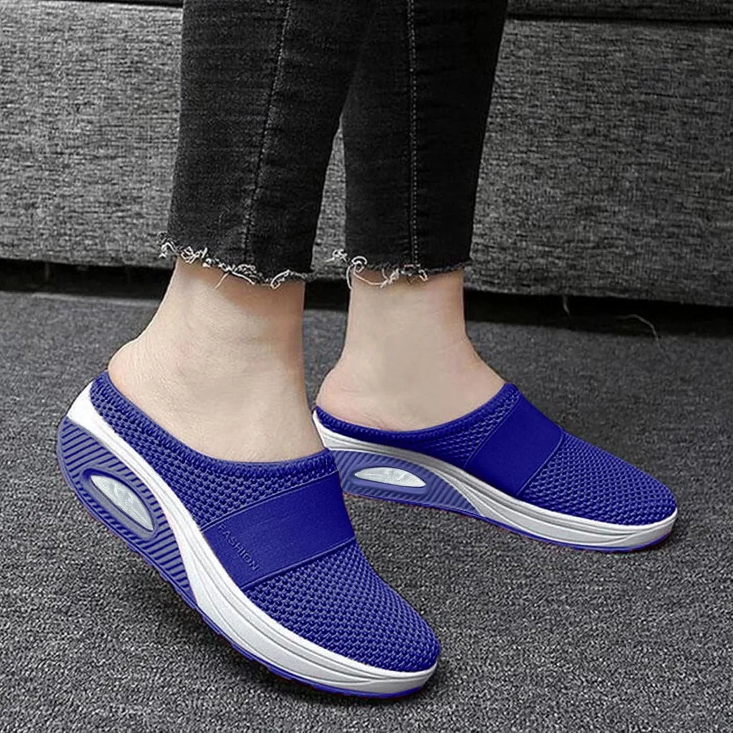 Womens Backless Sneakers Mesh Slip-on Mule Shoes Running Shoes for Women Wide Feet Casual Tennis Shoes White Platform Sneakers Brown Tennis Shoe Loafers Casual Slip On