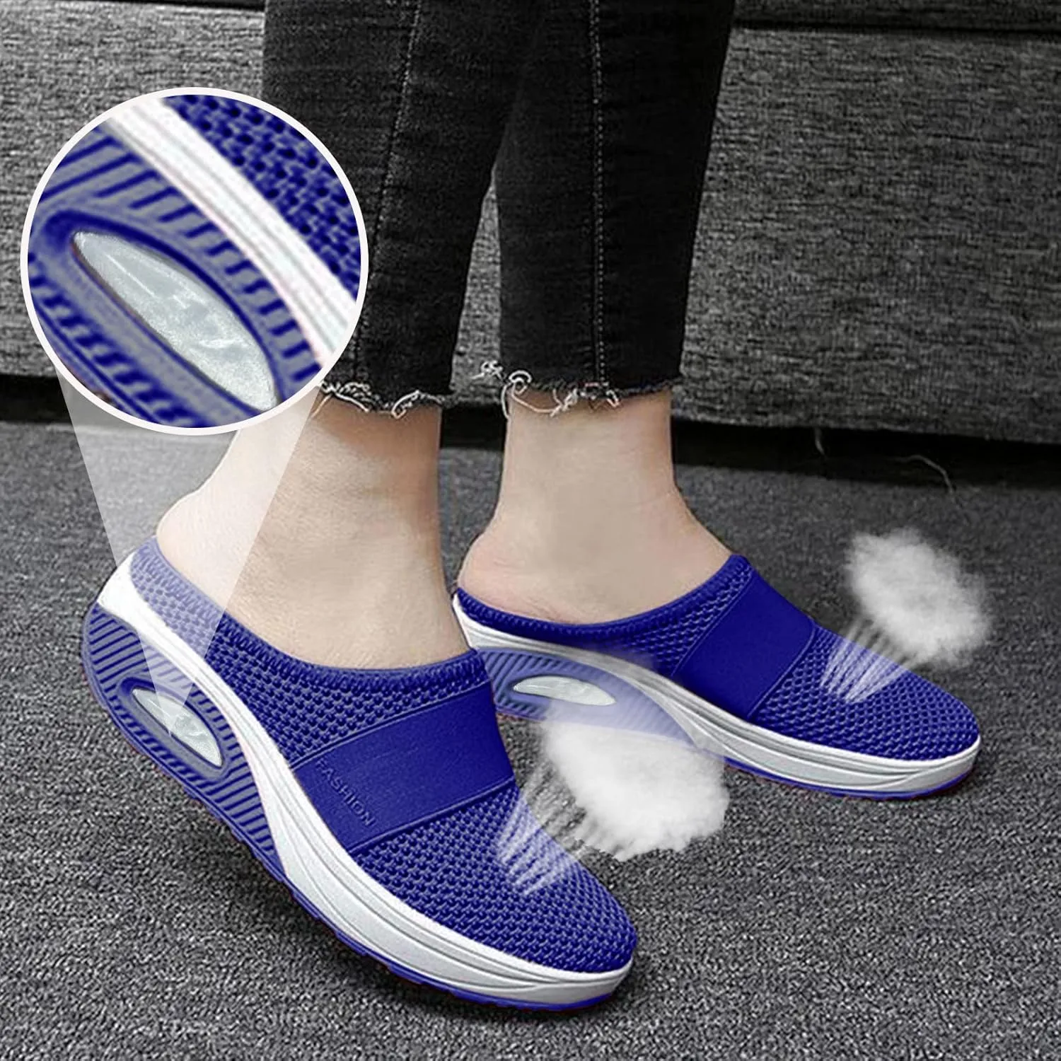 Womens Backless Sneakers Mesh Slip-on Mule Shoes Running Shoes for Women Wide Feet Casual Tennis Shoes White Platform Sneakers Brown Tennis Shoe Loafers Casual Slip On