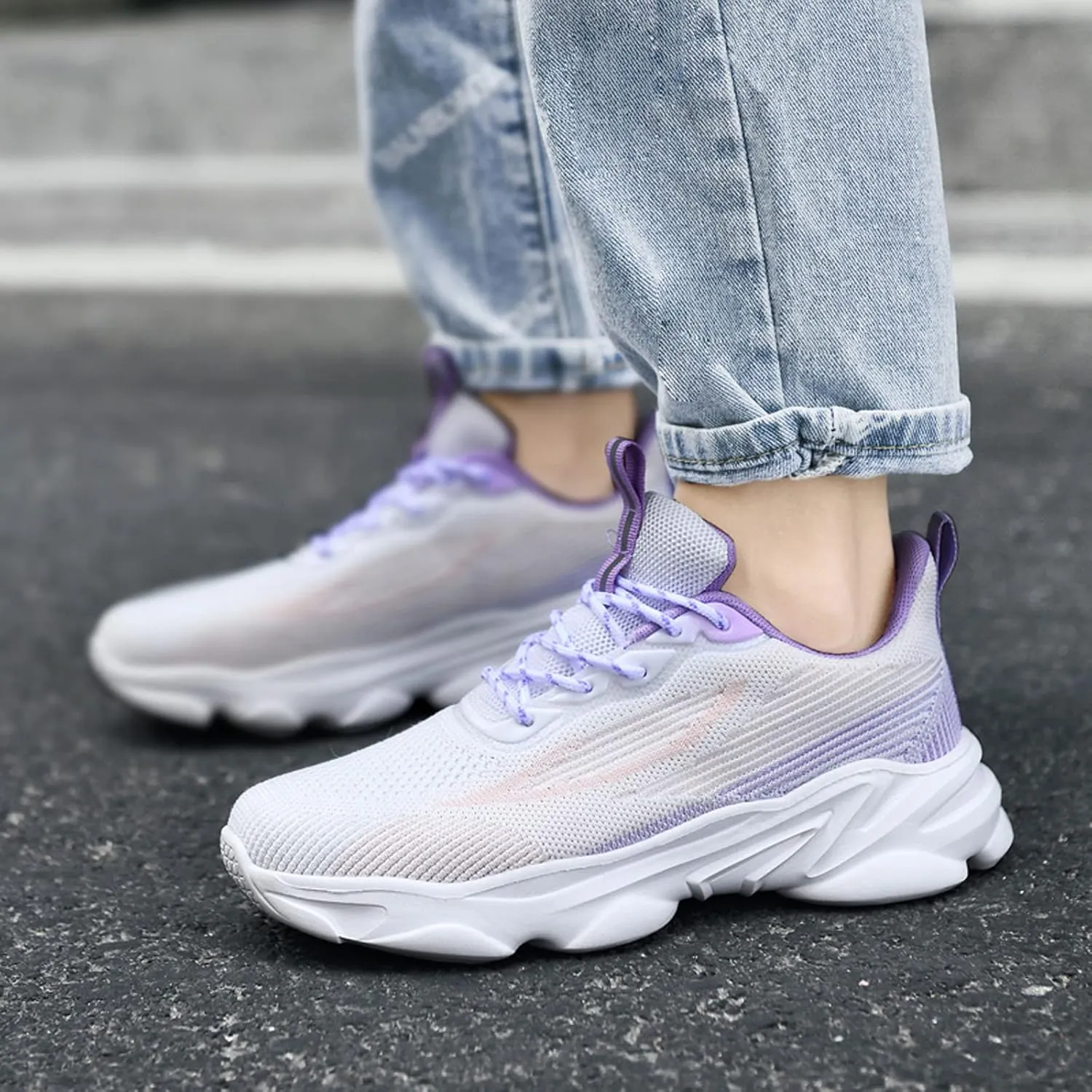 Womens Flat Slip On Shoes Casual Walking Sneakers Lightweight Canvas Comfortable Elastic Non Slip Loafers