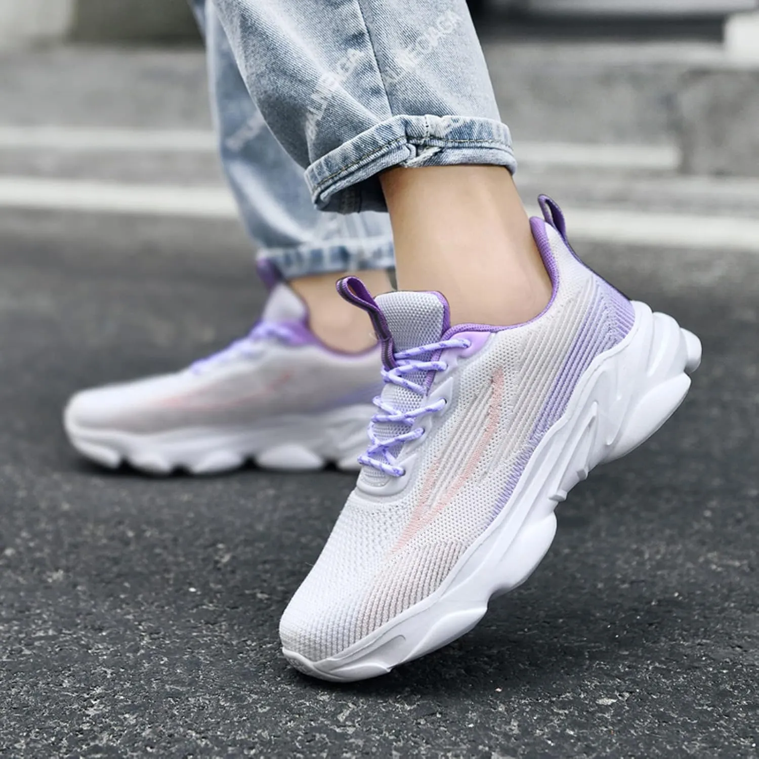Womens Flat Slip On Shoes Casual Walking Sneakers Lightweight Canvas Comfortable Elastic Non Slip Loafers