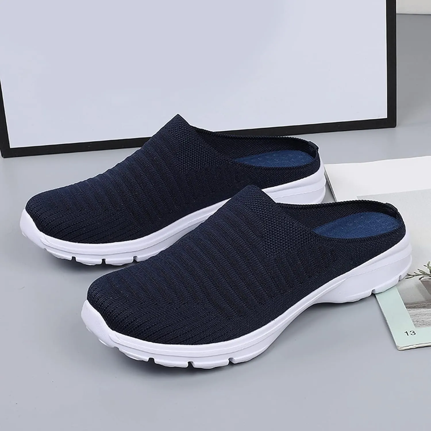 Womens Mesh Mules Orthopedic Sneakers for Women Arch Support Breathable Lightweight Running Shoes Comfortable Slip On Walking Shoes