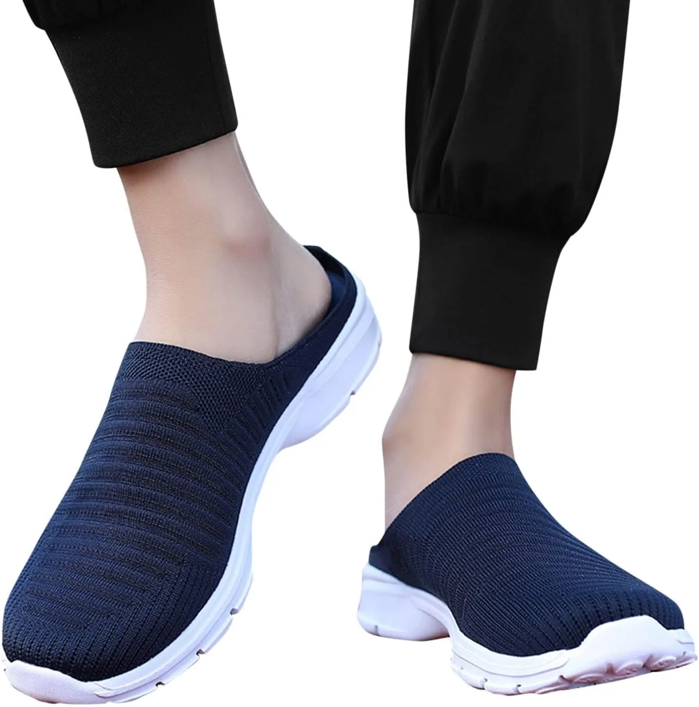 Womens Mesh Mules Orthopedic Sneakers for Women Arch Support Breathable Lightweight Running Shoes Comfortable Slip On Walking Shoes
