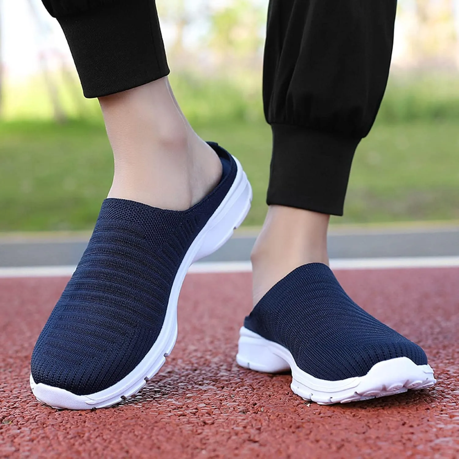 Womens Mesh Mules Orthopedic Sneakers for Women Arch Support Breathable Lightweight Running Shoes Comfortable Slip On Walking Shoes
