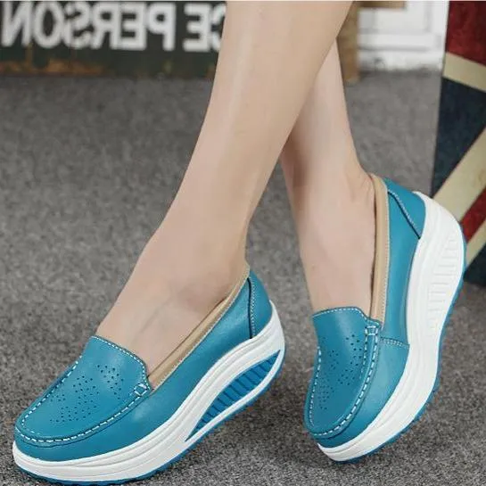 Women's platform wedge slip on nursing working loafers shoes