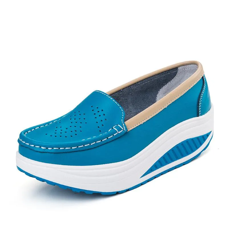 Women's platform wedge slip on nursing working loafers shoes