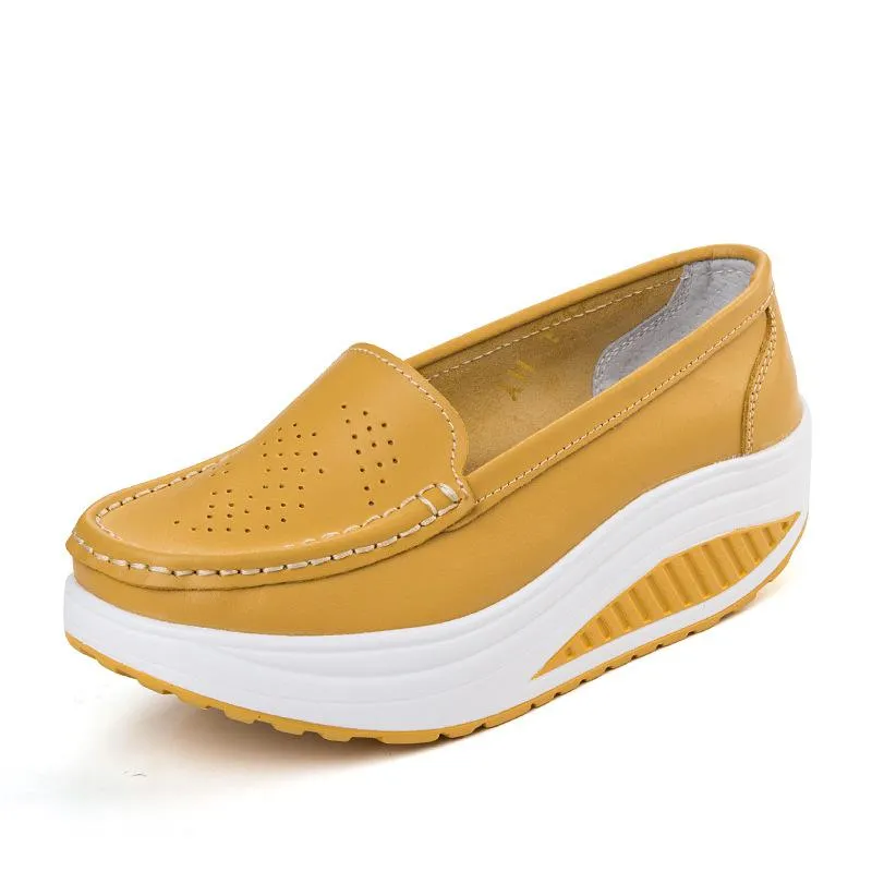 Women's platform wedge slip on nursing working loafers shoes