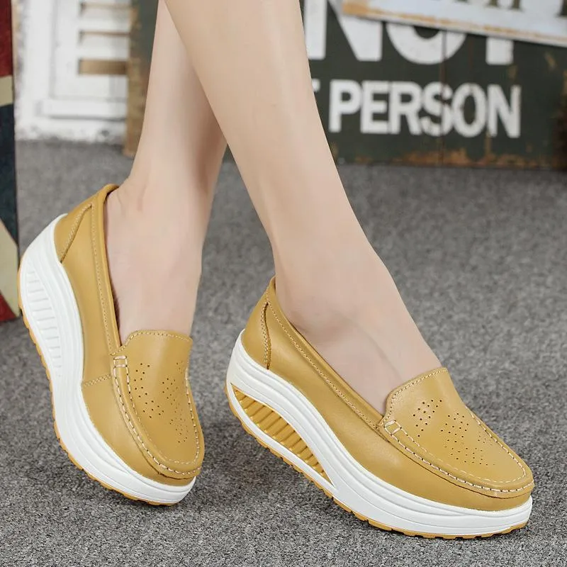 Women's platform wedge slip on nursing working loafers shoes