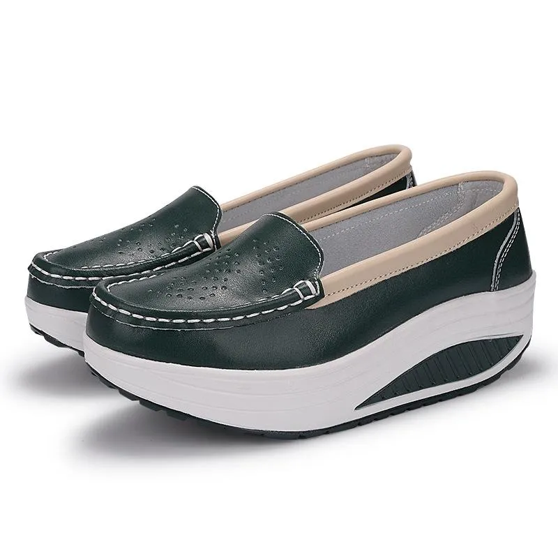 Women's platform wedge slip on nursing working loafers shoes