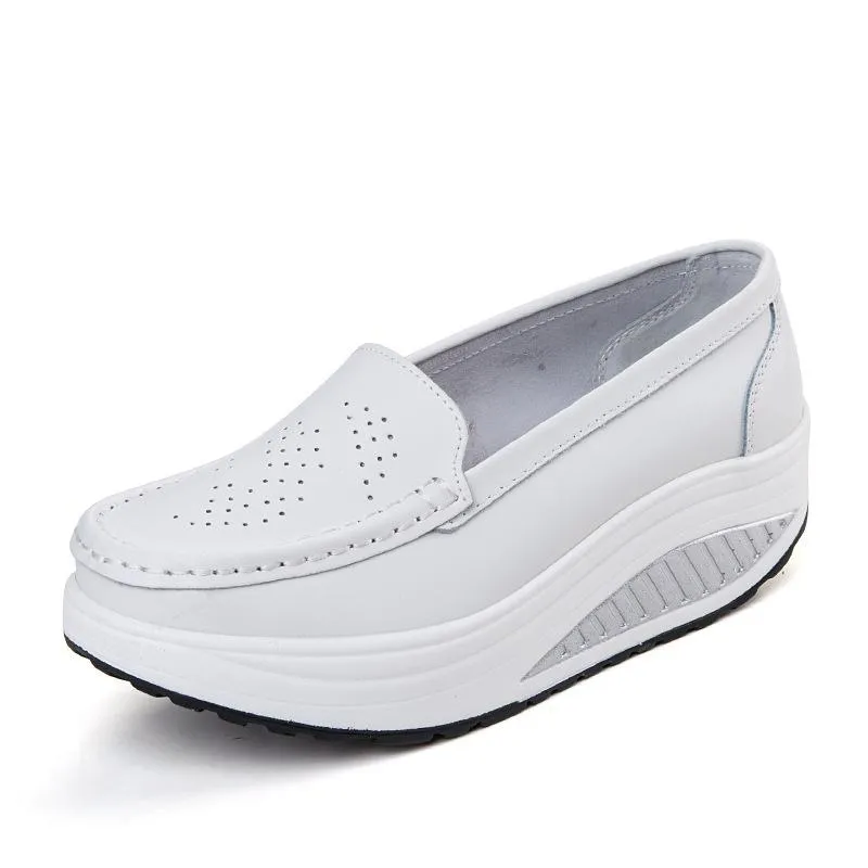 Women's platform wedge slip on nursing working loafers shoes